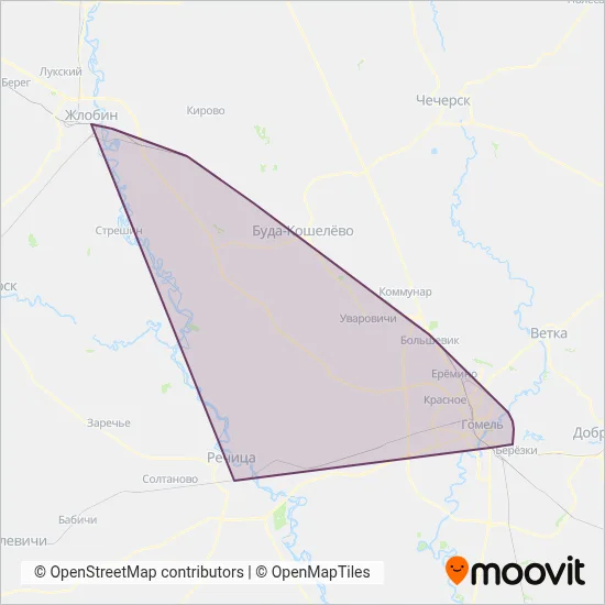 Belarusian Railways coverage area map