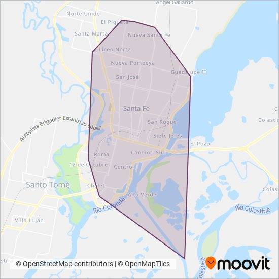 Autobuses Santa Fe S.R.L. coverage area map