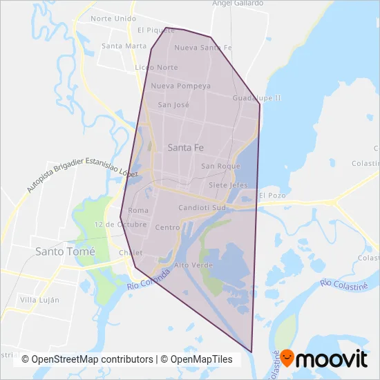 Autobuses Santa Fe S.R.L. coverage area map