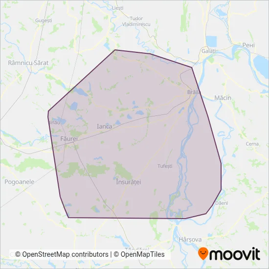 Transport Județean Brăila coverage area map