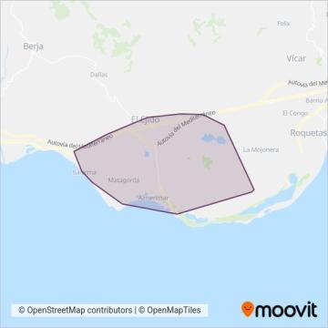 Mapa del área de cobertura de Autobuses El Ejido