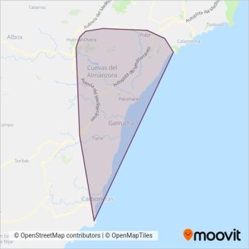 Autocares Baraza coverage area map