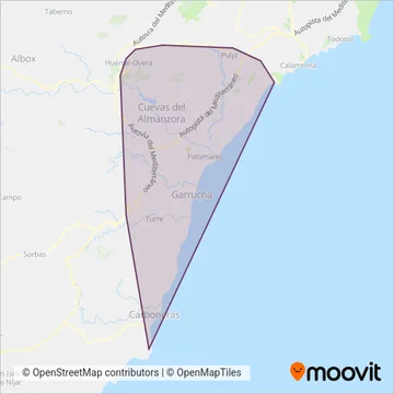 Autocares Baraza coverage area map