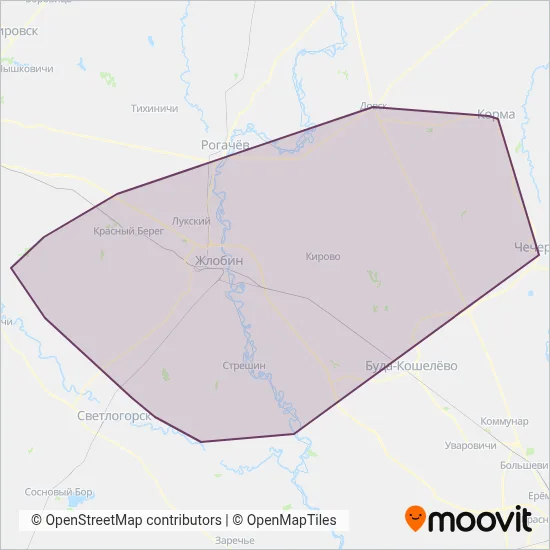 Zhlobinavtotrans Branch of Gomeloblautotrans coverage area map