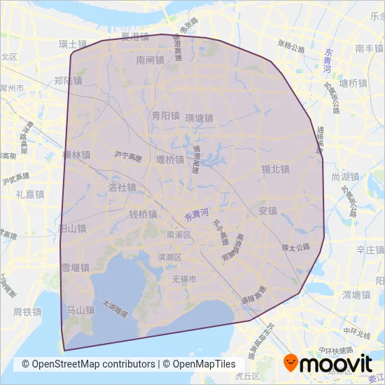 Wuxi Bus coverage area map