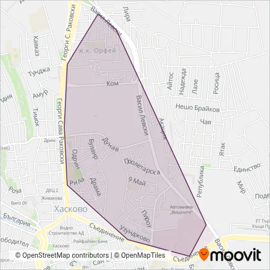 Trolleybus Transport Haskovo coverage area map