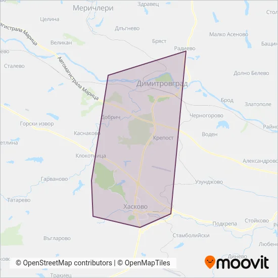 Urban Transport Haskovo coverage area map