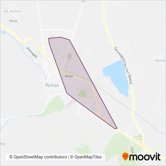 Vratsa Trolleybus Transport (Cable Car) coverage area map
