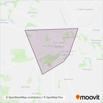 Схема покрытия компании Градски транспорт Добрич