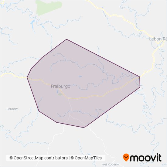 Mapa da área de cobertura da Santa Teresinha - Fraiburgo