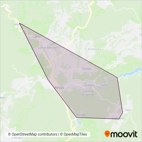 Zonă acoperire TUReșița (Autobuz)