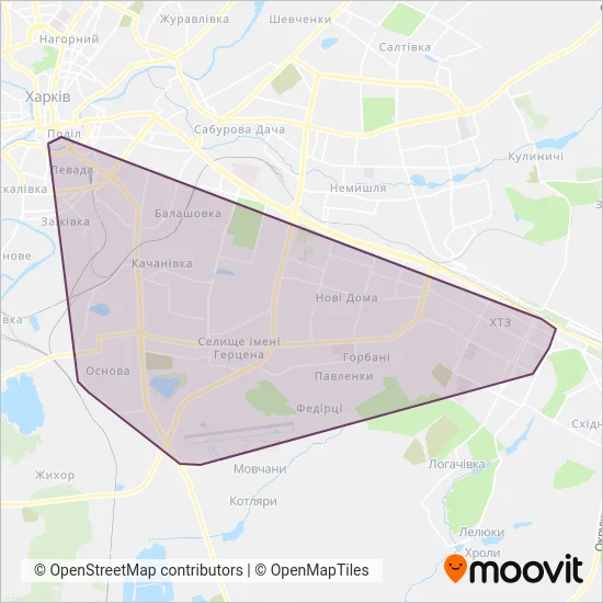 Trolleybus Depot #2 coverage area map