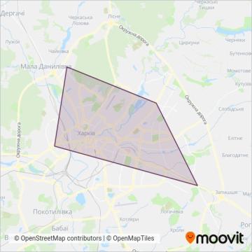 Карта зони покриття Харківський метрополітен