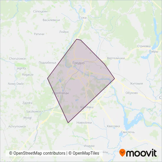Grodno Bus Park coverage area map