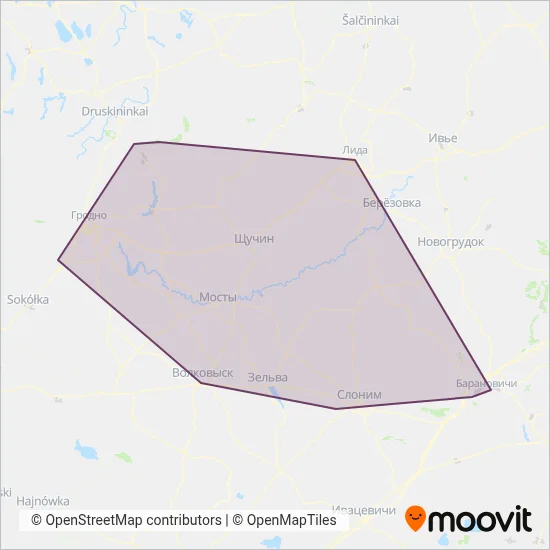 Belarusian Railways coverage area map