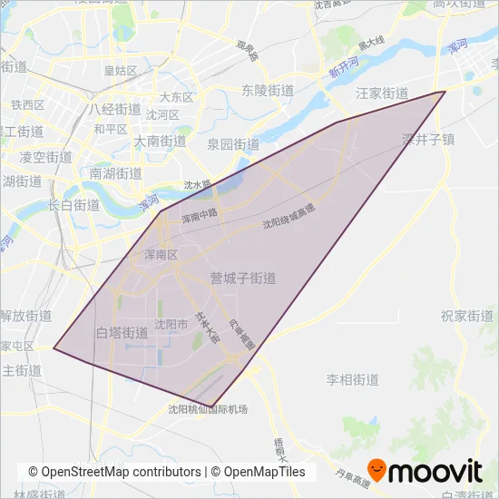Shenyang Hunnan Modern Tram coverage area map
