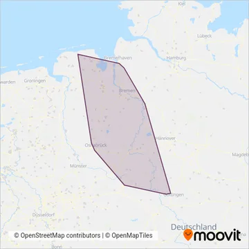 Схема покрытия компании NordWestBahn