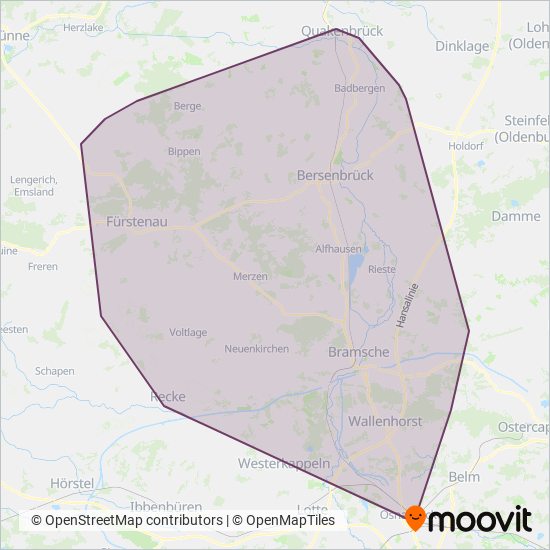 Verkehrsgemeinschaft Osnabrück coverage area map