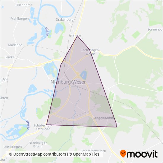 Stadtbusgesellschaft Nienburg/Weser mbH coverage area map