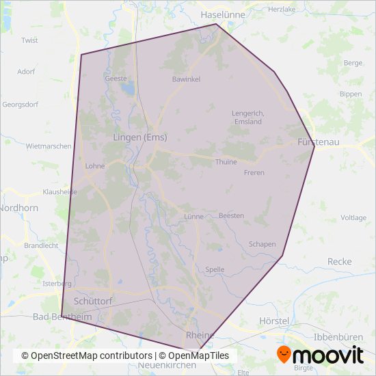 Verkehrsgemeinschaft Emsland-Süd coverage area map