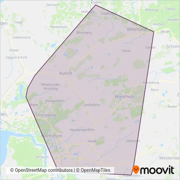 Схема покрытия компании Kreisbahn Aurich