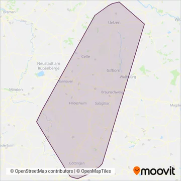 Схема покрытия компании Regionalbus Braunschweig