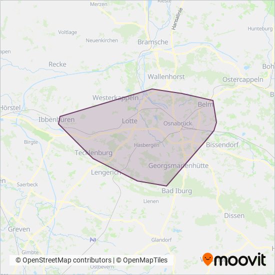 Stadtwerke Osnabrück AG - Verkehrsbetriebe coverage area map