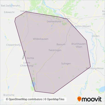 Схема покрытия компании Verkehrsbetriebe Oldenburger Land