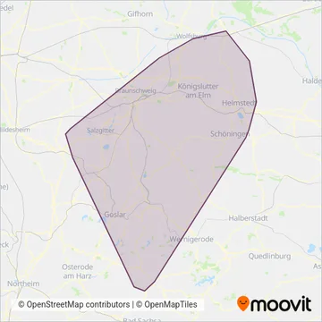 Схема покрытия компании Kraftverkehrsgesellschaft mbH Braunschweig