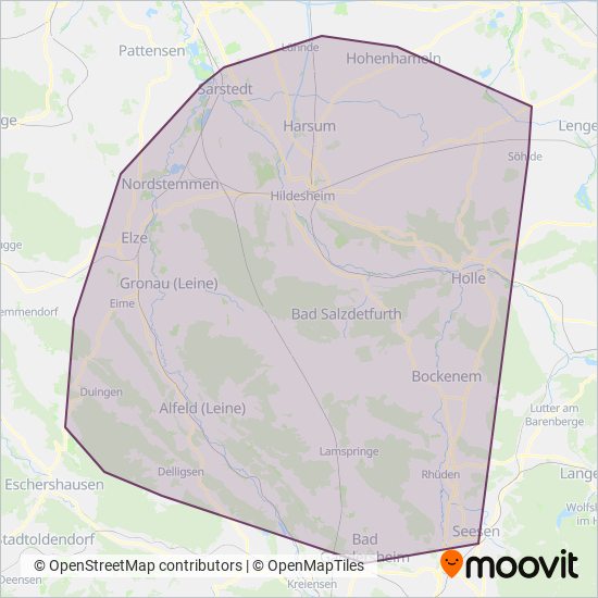 Схема покрытия компании RVHI Regionalverkehr Hildesheim GmbH