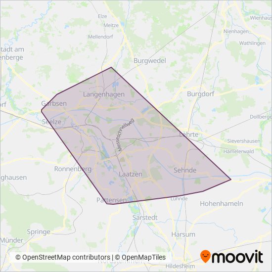 üstra Hannoversche Verkehrsbetriebe AG coverage area map