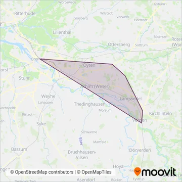 Схема покрытия компании Weser-Ems-Bus