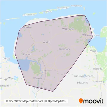 Схема покрытия компании Weser-Ems-Bus Ostfriesland