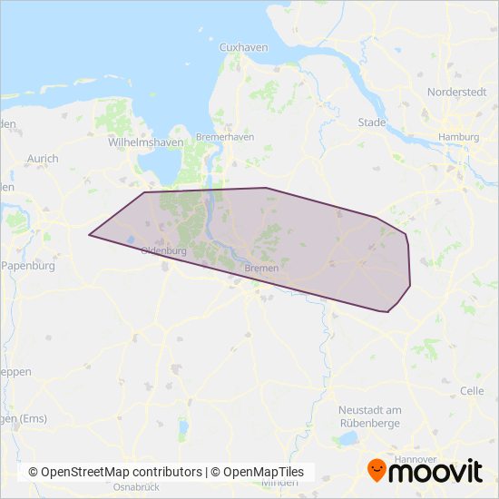 Weser-Ems-Bus Betrieb Bremen coverage area map