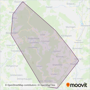 Схема покрытия компании Regiobus Uhlendorff GmbH & Co. KG
