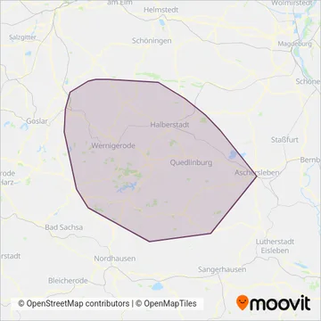 Схема покрытия компании Harzer Verkehrsbetriebe GmbH