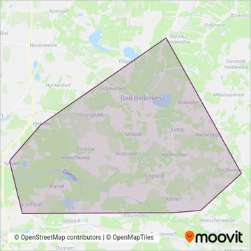 Схема покрытия компании MEW Mobilitätszentrale Elbe-Weser