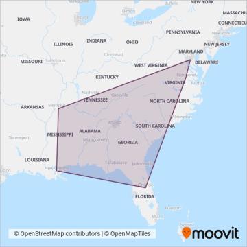 Megabus coverage area map