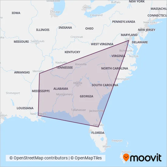Megabus coverage area map