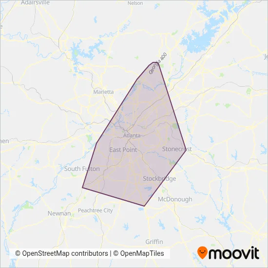 Mapa del área de cobertura de MARTA (Autobús)