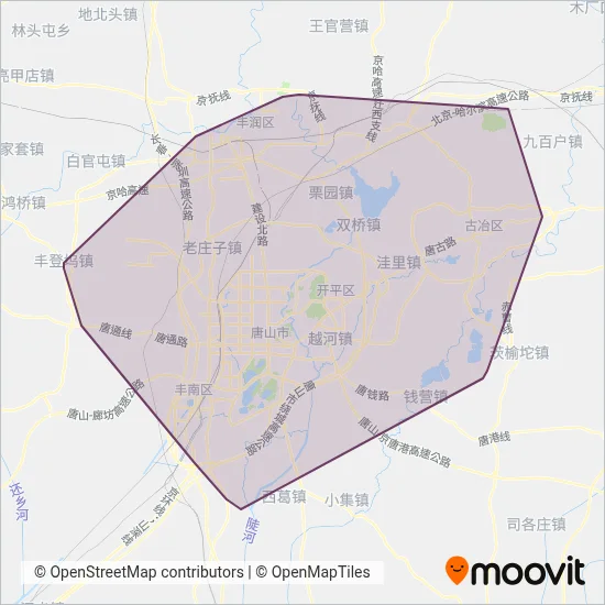 Tangshan Bus coverage area map