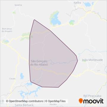 Mapa da área de cobertura da CAF Transportes