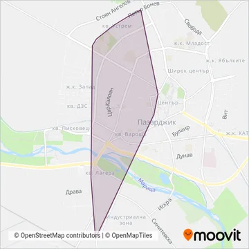 Тролейбусен транспорт Пазарджик coverage area map