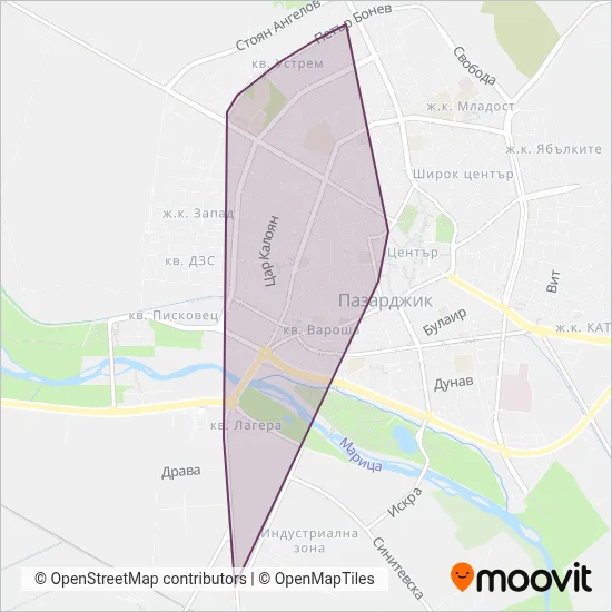 Pazardzhik Trolleybus Transport coverage area map