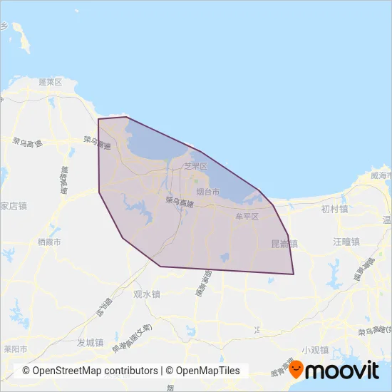 Yantai Bus coverage area map