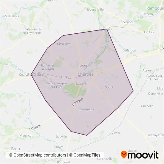 Carte de la zone de couverture de Filibus (Chartres)