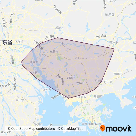 Dongguan Bus coverage area map