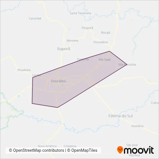 Viação Dourados coverage area map
