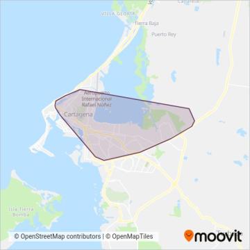 Mapa del área de cobertura de Cootransurb