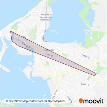 Mapa del área de cobertura de Transportes Rodríguez Torices